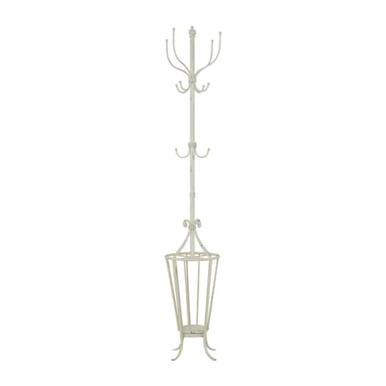 White Metal Farmhouse Coat Rack 72" x 15" x 15"
